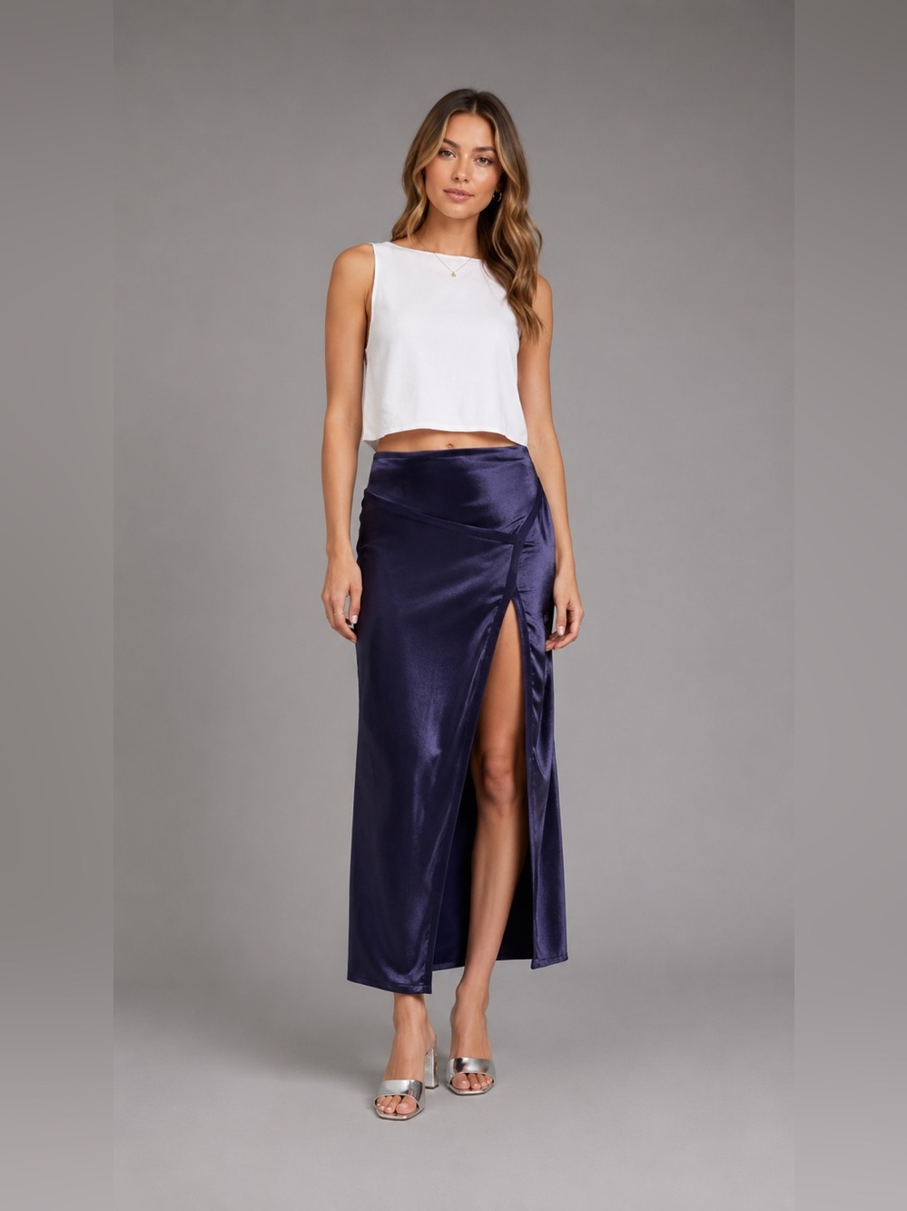 Free People FP Movement Women's Dakota Satin Midi Skirt Small B1916